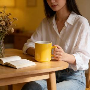 Tazas y Jarras de Porcelana HARVIT HY113-MC025, <span class=keywords><strong>Taza</strong></span> Minimalista de Gres <span class=keywords><strong>con</strong></span> Acabado Negro y Asa, de un Solo Tono - Product Image 5