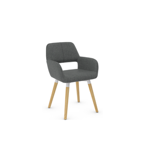 Sillón Moderno Tapizado en Tela con Patas de Madera Maciza para Cocina y Sala de Estar, Silla de Comedor de Madera - Product Image 6