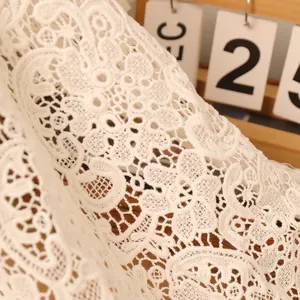 African White Water Soluble Cord Cotton Guipure Lace Fabric Embroidery Luxury Lace For Wedding Dress Soft 3d Flower Fabric Lace