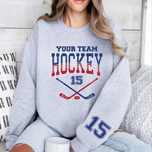 Sudadera Personalizable con Número de Equipo y Gráfico de Hockey, Cuello Redondo, Unisex, Ropa para el Día del Partido, Top de Manga Larga para Hockey sobre Hielo - Product Image 2