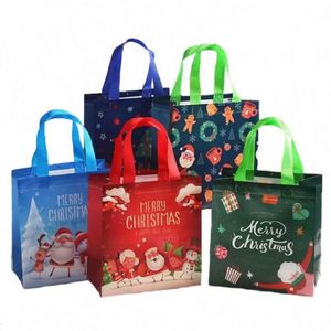 Sacs fourre-tout personnalisés en non-tissé pour cadeaux de Noël, sacs cadeaux pour bonbons de fête, sacs de courses pliables réutilisables en non-tissé - Product Image 1