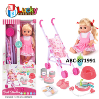 Lucky Toys Nouveau Design Ensemble de jeu d'imitation en silicone pour bébé, poupée Reborn avec poussette, jouets pour filles avec fonction sonore, boisson et pipi