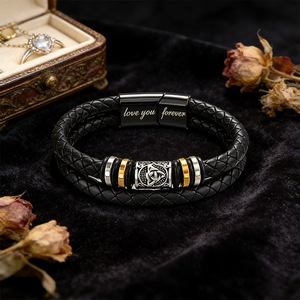 Men's Multi Layer <b>Leather</b> Braided <b>Bracelet</b> Stainless Steel Magnetic Buckle Gift Jewelry 7.5 8.5 9 Inches - Product Image 1