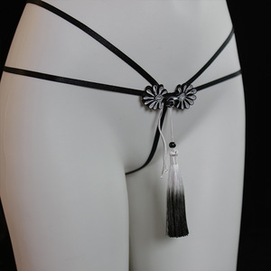 <b>Sexy</b> Lingerie Black Pom Pom Tassel Bra <b>Set</b> Satin Sheer Women's Costume Role Play 8240 - Product Image 2