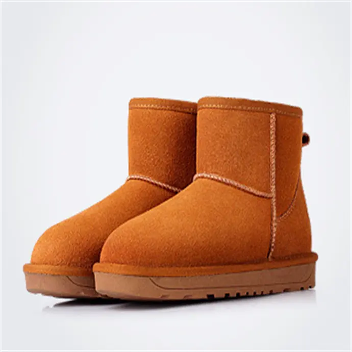 2021 Winter Casual Short Tube Men'S Snow Boots Cold Warm Leather Flat Bottom Short Boots