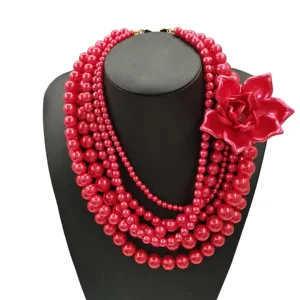 Factory can customize multi-layer pearl flower necklaces in colors for women's jewelry