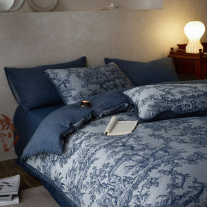 Housse de couette en jacquard tissé de couleur architecture à l'encre de style manoir français, taille Queen, ensemble de literie en coton 60 fils - Product Image 2