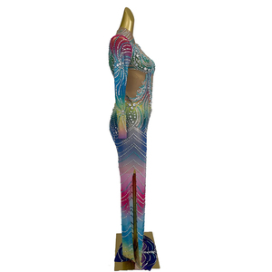 Regenbogen Geburtstags feier Heimkehr Maxi kleid Boden langes Bankett Abendessen Kleid Damen Sexy Bodycon Formal <span class=keywords><strong>Prom</strong></span> Abendkleid - Product Image 3
