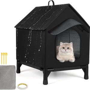 Nouvelle maison de luxe pour chat, noire, pour l'extérieur, abri chaud toutes saisons pour chats errants, lit pour chaton, nid pour chaton, grande taille - Product Image 1