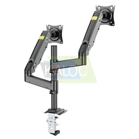 Support double moniteur KALOC DH200 réglable en hauteur, compatible 3-9 kg, avec concentrateur USB, support d'ordinateur avec bras double pour moniteur 10 kg