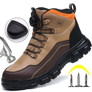 Rotating Button Leather <b>Shoes</b> <b>Men's</b> Safety Boots Quality <b>Work</b> Boots Steel Toe <b>Shoes</b> Puncture-Proof Security Sneakers Waterproof - Product Image 6