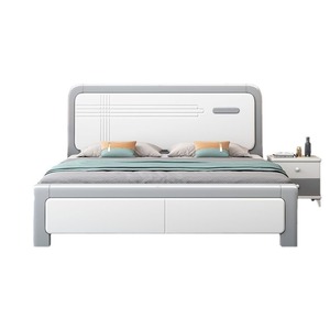 Modern Minimalist Solid Wood <b>Bed</b> 1.8M <b>Storage</b> Master Bedroom <b>White</b> Double <b>Bed</b> <b>With</b> Thickened <b>Frame</b> For Adults And Elderly - Product Image 4