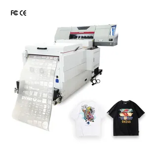 Mesin cetak printer dft 24 "dengan i3200 a1 kepala uv ganda pencetak bubuk dtf penggunaan tinta dtf untuk Cetak kaus