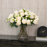 Arrangement floral artificiel fait main économique et très demandé avec vase en verre pour salle à manger, mariage et Saint-Valentin