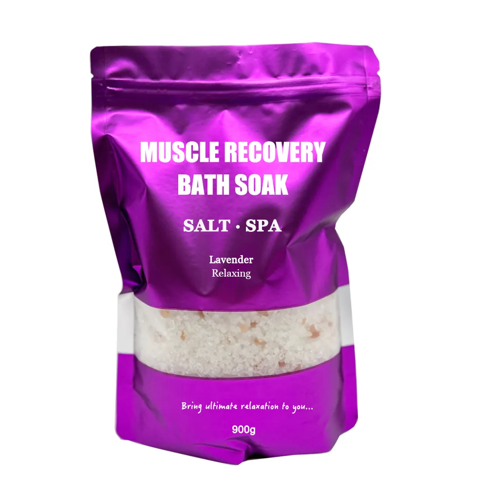Private Label Custom Bath Spa Natural Healing Detox Salt Crystal Muscle Recovery Bath Soak Epsom Salt