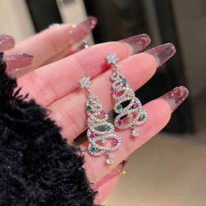 2026 Colorful Rhinestone Christmas Tree Tassel Drop <b>Earrings</b> Luxury Round Crystal <b>Dangle</b> <b>Earrings</b> Women Holiday Party Jewelry - Product Image 4
