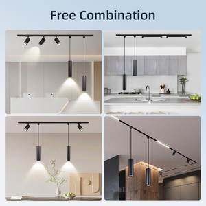Lampadario <span class=keywords><strong>a</strong></span> Soffitto Nordico per Soggiorno e Cucina, Lampada Decorativa Sospesa Regolabile in Altezza, Luce Pendente COB su Binario - Product Image 6