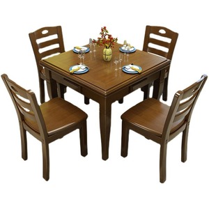 Mahjong <b>Table</b> Solid Wood <b>Foldable</b> Outdoor Indoor Gaming Dining <b>Table</b> Walnut Color - Product Image 4