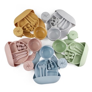 Nouveauté Bol à ventouse forte et écologique non toxique Ensemble de cuillères Bavoir pour bébé Bol et <span class=keywords><strong>assiette</strong></span> en silicone - Product Image 4