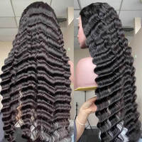 Vente en gros 13x6 pré-plumé sans colle 360 Full HD suisse dentelle avant lâche vague profonde non traitée brut vierge indien perruques de cheveux humains