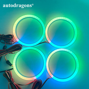 Anneaux lumineux RGBW Angel Eye Halo pour voiture, 4 pièces, 120 mm, colorés, contrôlables par application - Product Image 4
