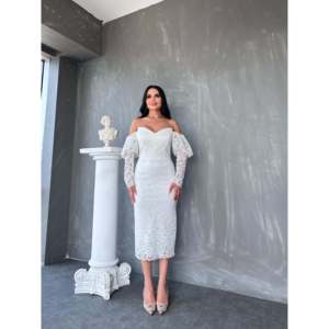 Robe décontractée unie écru pour femme DANS, coupe classique, disponible en tailles 38-42, modèle 1594 pour un usage quotidien - Product Image 3