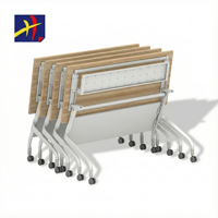 Table de formation mobile pliable moderne gris foncé avec cadre métallique et pieds en acier pour bureau, hôpital, école, salle de classe