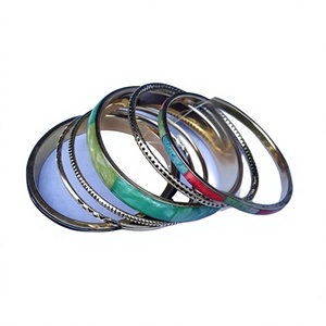 Ensemble de bracelets joncs en alliage plaqué or, élégants et tendance, style ethnique rose et métallique, pour femme, idéal pour un anniversaire - Product Image 5