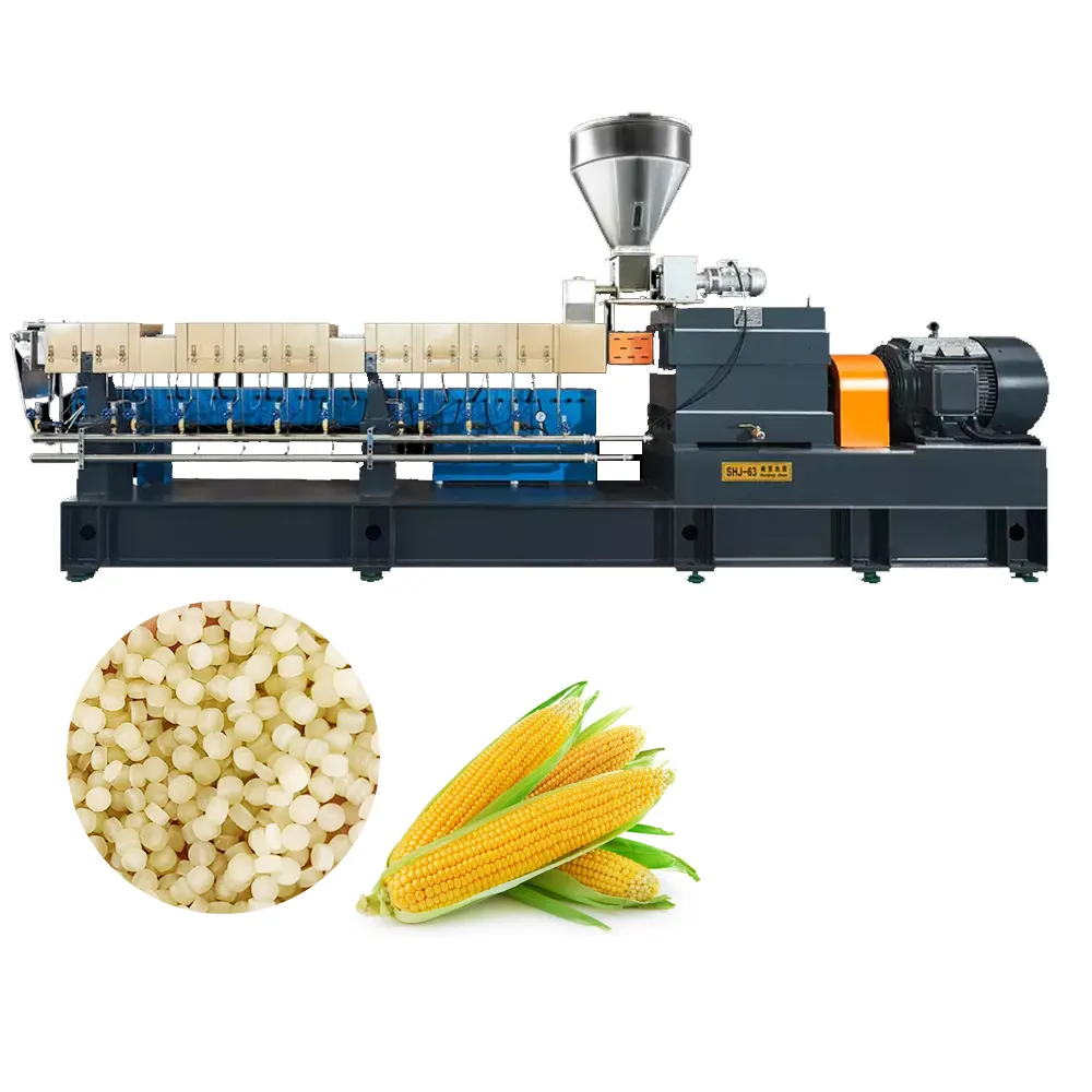 PLA add corn starch 100% Biodegradable pellets making machine granules extruder High output