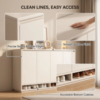 Meuble à chaussures en bois minimaliste moderne, étagère à chaussures quatre portes pour entrée, unité de rangement autoportante, taille personnalisable, mobilier de maison