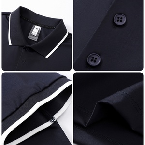Polo de manga corta para hombre, informal, para golf y running, de secado rápido, con diseño de cuello a juego de colores, anti-bolitas, liso. - Product Image 2