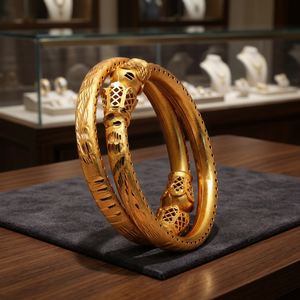 Gold Plated Floral Design Kada <b>Bangles</b> for Women Traditional Luxury Fashion <b>Bangle</b> Dye Gold Kada <b>Bangles</b> - Product Image 3