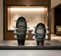 Statue abstraite unique en cristal K9 Nuage de nucléaire, figurine en verre artistique superposé pour centre de table de décoration intérieure contemporaine