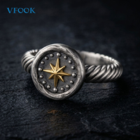 Bague VFOOK en argent sterling 925 torsadée et tressée faite à la main, sans nickel, pour femmes et hommes, unisexe