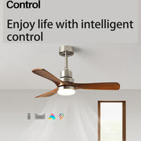 Ventilateur de plafond LED intelligent moderne de 42/52 pouces avec télécommande, 6 vitesses de vent, multifonction, rond, avec lumière