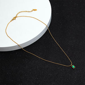 Collana in Acciaio <span class=keywords><strong>Inox</strong></span> pietra verde con 18K PVD placcato oro rettangolo ciondolo <span class=keywords><strong>Design</strong></span> femminile Gioielli Gioielli Acciaio <span class=keywords><strong>Inox</strong></span> - Product Image 5