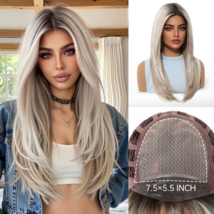 Ainizi New Arrival High Quality Heat Resistant Imported Synthetic Fiber No Cut <strong>Monofilament</strong> Mono Lace <strong>Wigs</strong> for White Women - Product Image 2