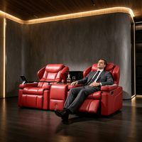 Canapé inclinable électrique multifonctionnel en cuir véritable pour cinéma maison de luxe, idéal pour salle multimédia de villa