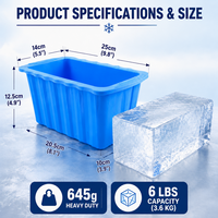 Moule à glace rectangulaire extra large en silicone de qualité alimentaire renforcé pour camping en extérieur, moule à briques de glace réutilisable pour glacière