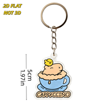 Porte-clés Cappyccino Cartoon : Adorable Capybara dans une tasse de café avec poussin, pendentif en acrylique transparent et chaîne métallique, thème café fantaisie