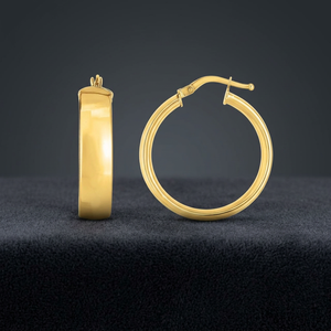 Orecchini a Cerchio in Oro Giallo 14k, Eleganti 6x25mm - Product Image 3