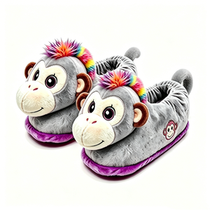 Pantuflas de peluche de mono, pantuflas de animales en 3D, pantuflas novedosas de mono para el hogar, pantuflas de mono peludas - Product Image 1