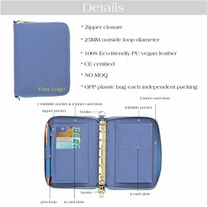 Hongbo Meilleure vente 17 couleurs A7 petit portefeuille à fermeture éclair en cuir Saffiano comme noël avec pochette d'emballage et feuille de mouche disponible - Product Image 5