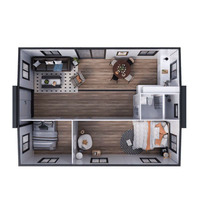 Maison conteneur extensible de 40 pieds avec salle de bain, cuisine, salon et usage scolaire alimentés à l'énergie solaire - Maison écologique en panneaux sandwich