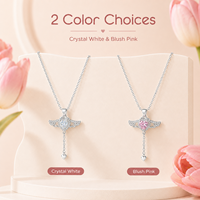 Collier Pendentif Cœur d'Ange Aile de Cupidon en Zirconium Cubique Plaqué Argent, Chaîne à Maillons avec Pendentif Gland, Luxe Léger et de Niche, pour Femme, Idéal Soirée