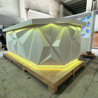 Meuble de bar moderne LG Solid Surface Aquarium Diamond Design avec comptoir et évier, blanc Led