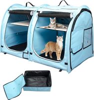 Cage pour chat portable à double compartiment pour un chenil pliant et transportant facilement, une maison confortable pour chiot et un étui de voyage pour chien