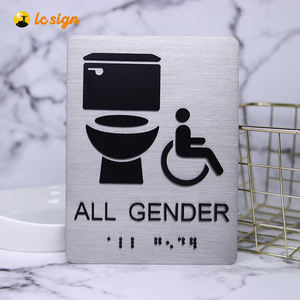 Letrero personalizado de acero inoxidable y plata cepillada, señal de barrera para el baño, señal Braille, gran oferta, 2022 - Product Image 1