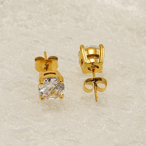 Aretes de Acero Inoxidable Antialérgicos, Chapados en Oro de 18K, con Circonita, Pequeños, para Mujer, Niña, Regalo de Joyería para Compromiso o Boda - Product Image 3
