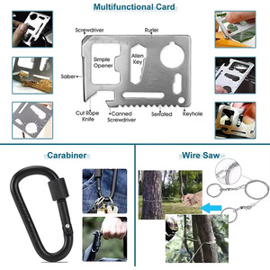 Kit de survie Wilderness Adventure 14 en 1, en aluminium compact, équipement d'urgence pour l'extérieur avec couteau, boussole, lampe torche et allume-feu - Product Image 4